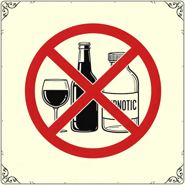 cartel de prohibido alcohol y drogas.