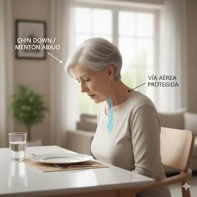 maniobra chin-down para disfagia.