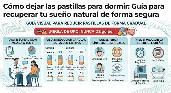 persona liberándose de las pastillas para dormir y recuperando el sueño natural